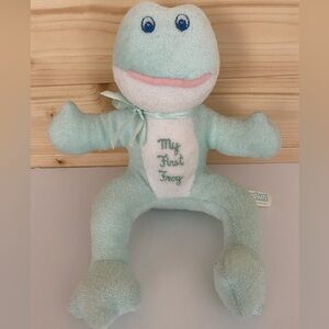 VINTAGE Bantam Collection Terry Cloth MY FIRST FROG Plush Rattle Baby Toy